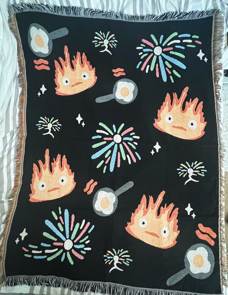 Flaming Fireworks Woven Tapestry Blanket